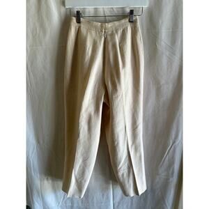 Anne Klein Cream Linen-Blend Tapered Pants - Size 4
